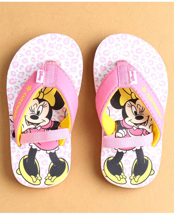 Cute Walk by Babyhug Flip Flops with Back strap Closure Minnie Mouse Print - Pink