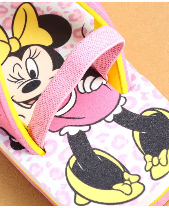 Cute Walk by Babyhug Flip Flops with Back strap Closure Minnie Mouse Print - Pink