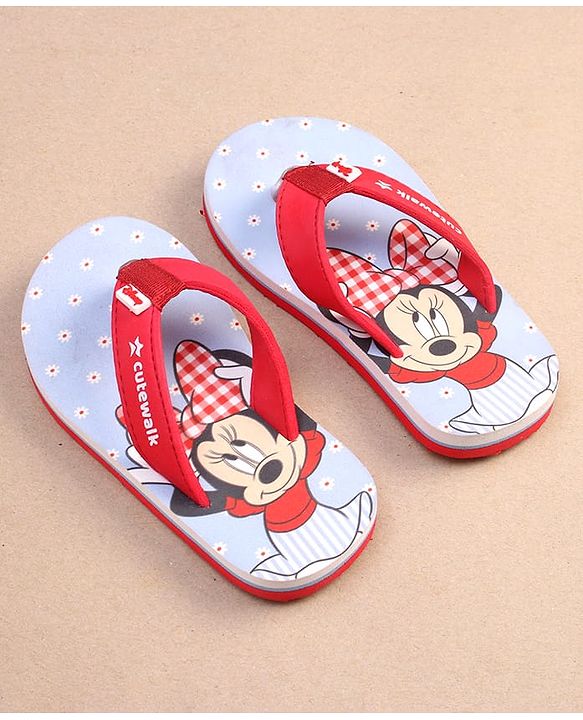 Cute Walk by Babyhug Disney Minnie Mouse Printed Slip On Flip Flops - Red