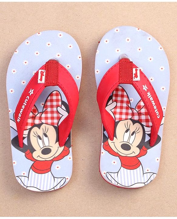 Cute Walk by Babyhug Disney Minnie Mouse Printed Slip On Flip Flops - Red