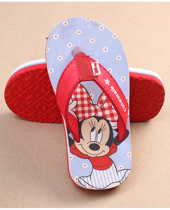 Cute Walk by Babyhug Disney Minnie Mouse Printed Slip On Flip Flops - Red