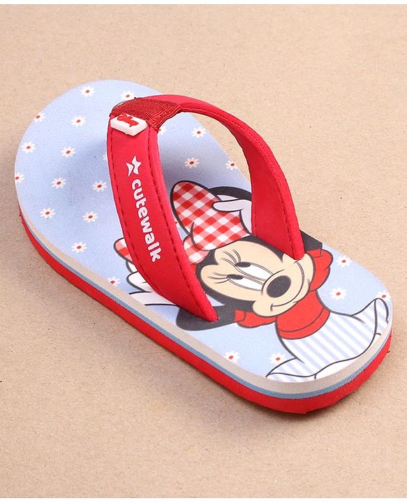 Cute Walk by Babyhug Disney Minnie Mouse Printed Slip On Flip Flops - Red