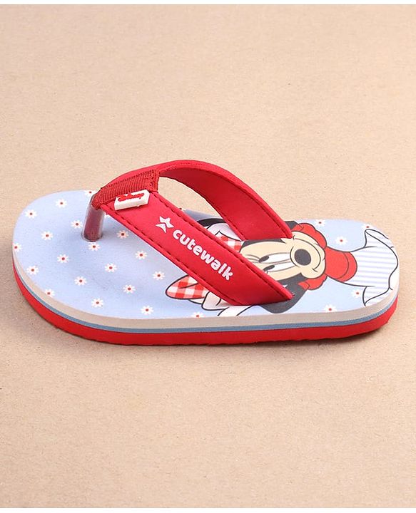 Cute Walk by Babyhug Disney Minnie Mouse Printed Slip On Flip Flops - Red