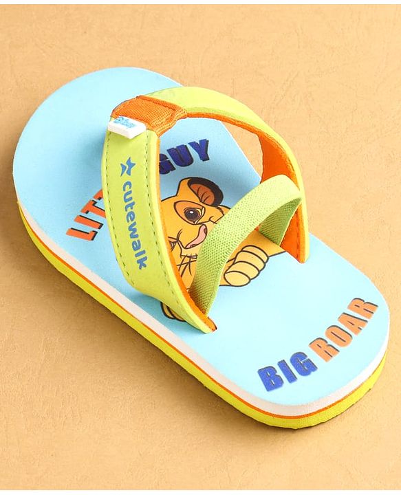 Cute Walk by Babyhug Flip Flops with Back Strap Closure Simba Print - Blue