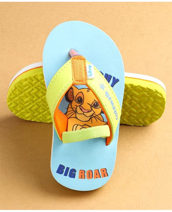 Cute Walk by Babyhug Flip Flops with Back Strap Closure Simba Print - Blue