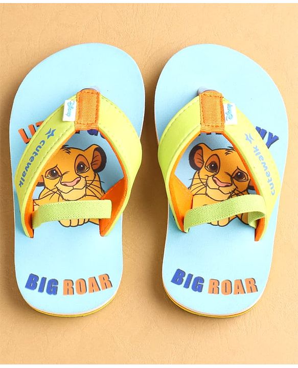 Cute Walk by Babyhug Flip Flops with Back Strap Closure Simba Print - Blue