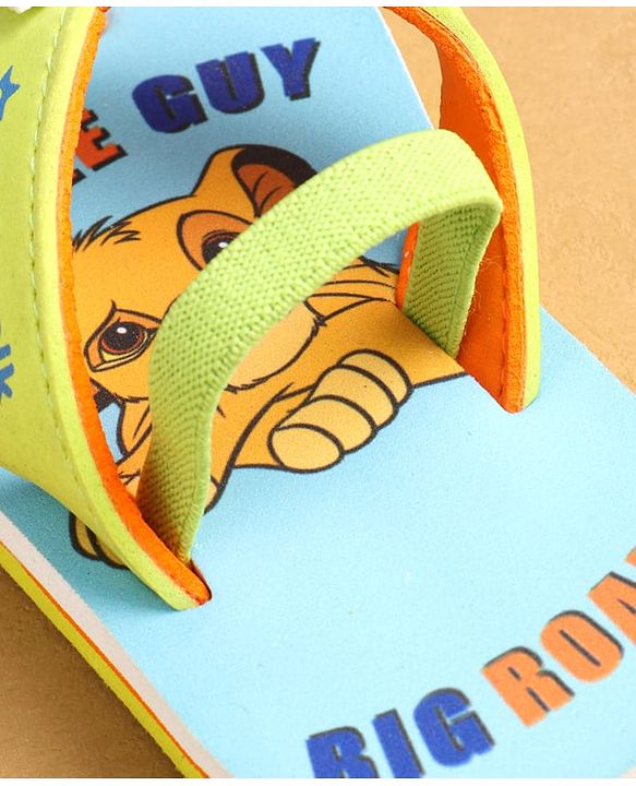 Cute Walk by Babyhug Flip Flops with Back Strap Closure Simba Print - Blue