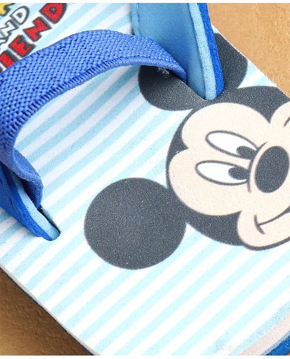 Cute Walk by Babyhug Flip Flops with Back Strap Closure Mickey Mouse Print - Blue