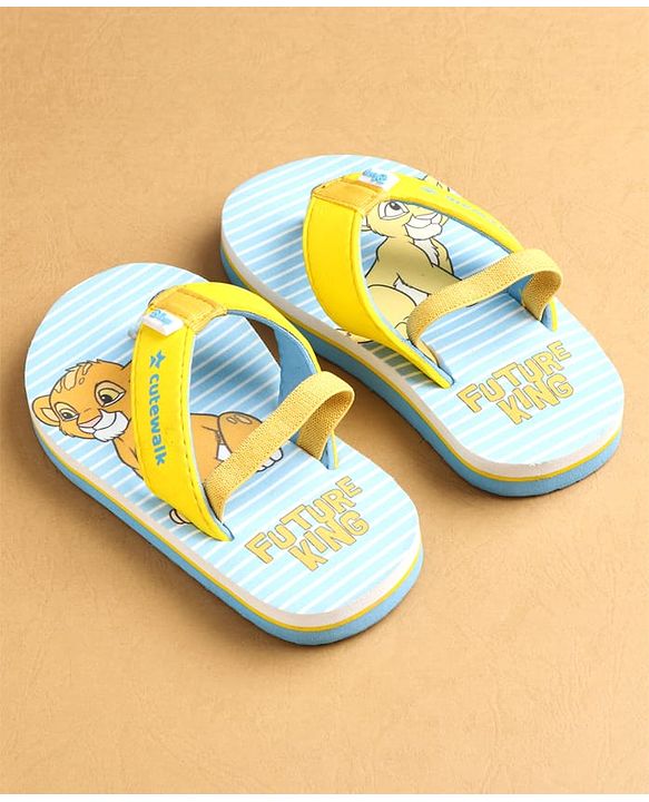 Cute Walk by Babyhug Flip Flops with Back Strap Closure Simba Print - Yellow