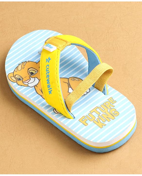 Cute Walk by Babyhug Flip Flops with Back Strap Closure Simba Print - Yellow