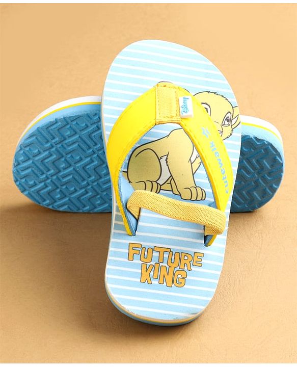 Cute Walk by Babyhug Flip Flops with Back Strap Closure Simba Print - Yellow