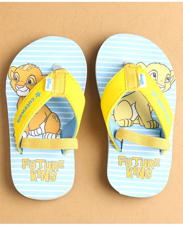 Cute Walk by Babyhug Flip Flops with Back Strap Closure Simba Print - Yellow
