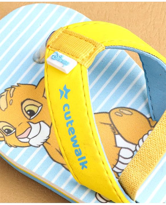 Cute Walk by Babyhug Flip Flops with Back Strap Closure Simba Print - Yellow