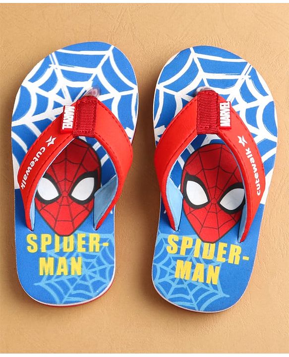 Cute Walk by Babyhug Marvel Slip Ons Flip Flops with Spiderman Print - Red