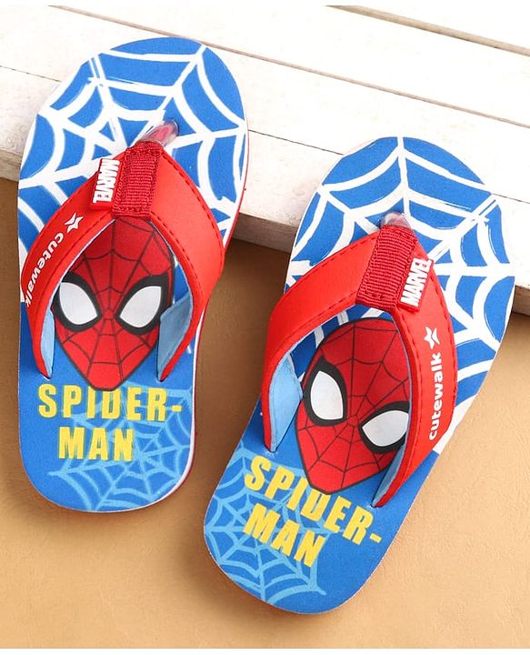 Cute Walk by Babyhug Marvel Slip Ons Flip Flops with Spiderman Print - Red