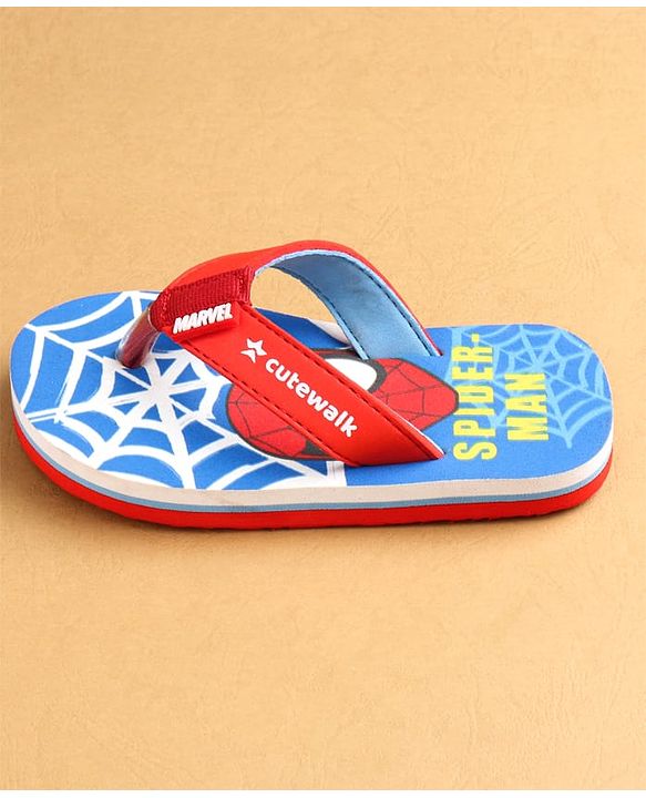 Cute Walk by Babyhug Marvel Slip Ons Flip Flops with Spiderman Print - Red