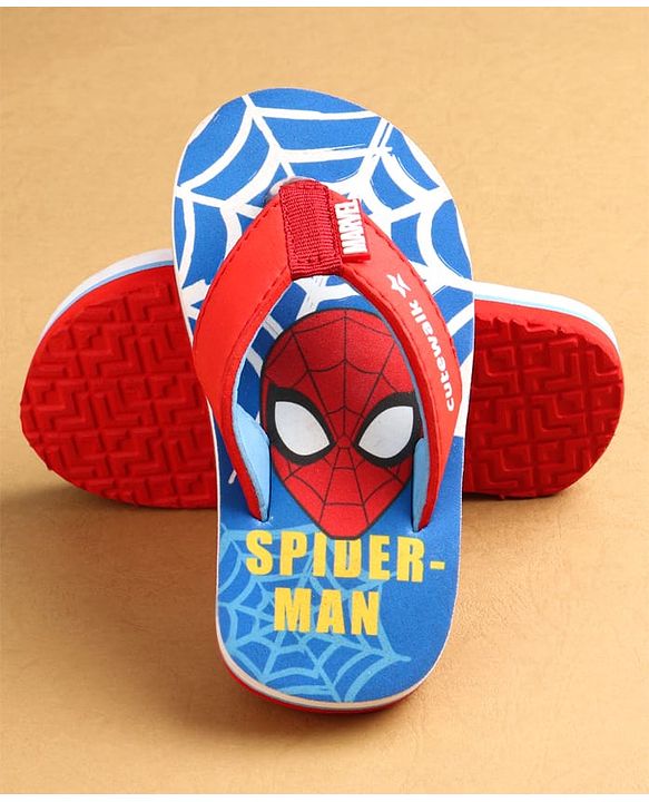 Cute Walk by Babyhug Marvel Slip Ons Flip Flops with Spiderman Print - Red