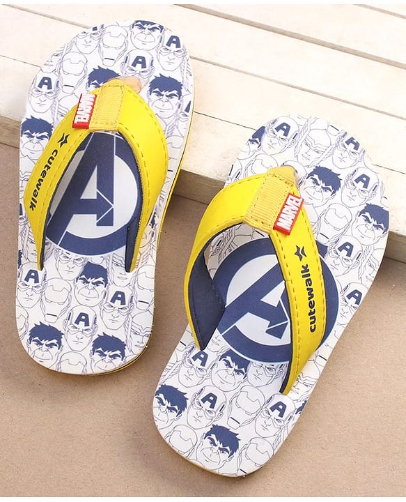 Cute Walk by Babyhug Marvel Avengers Printed Slip On Flip Flops - Navy Blue