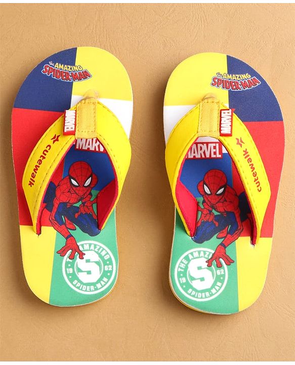 Cute Walk by Babyhug Marvel Slip Ons Flip Flops with Spiderman Print - Red