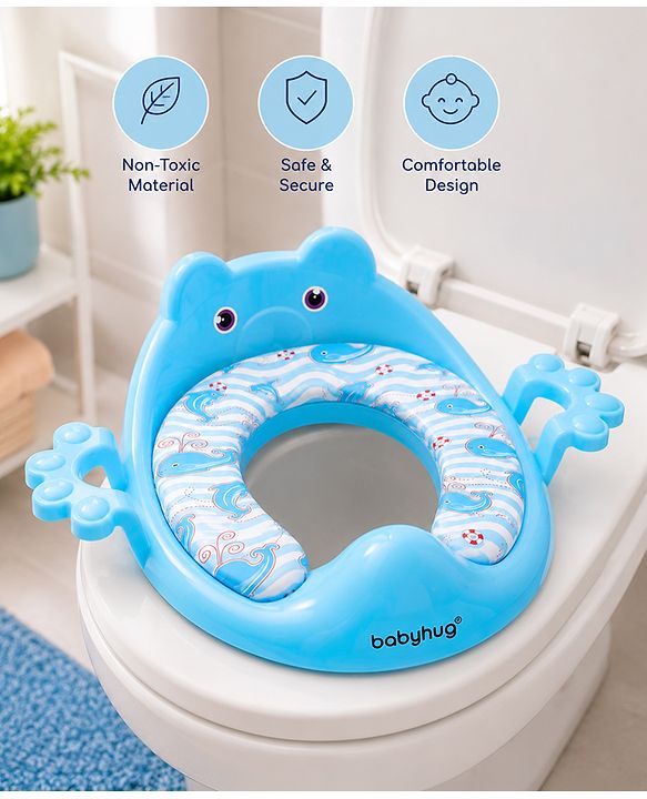 Babyhug Dolphine Print Potty Seat with Handle - Blue