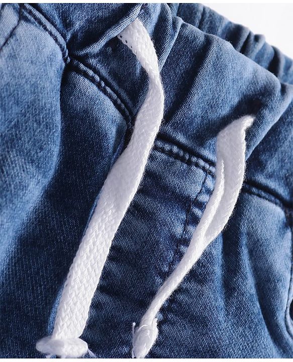 Pine Kids Woven Full Length Solid Washed Denim Jeans - Light Blue