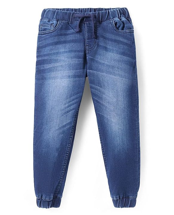 Pine Kids Woven Full Length Washed Denim Joggers - Blue