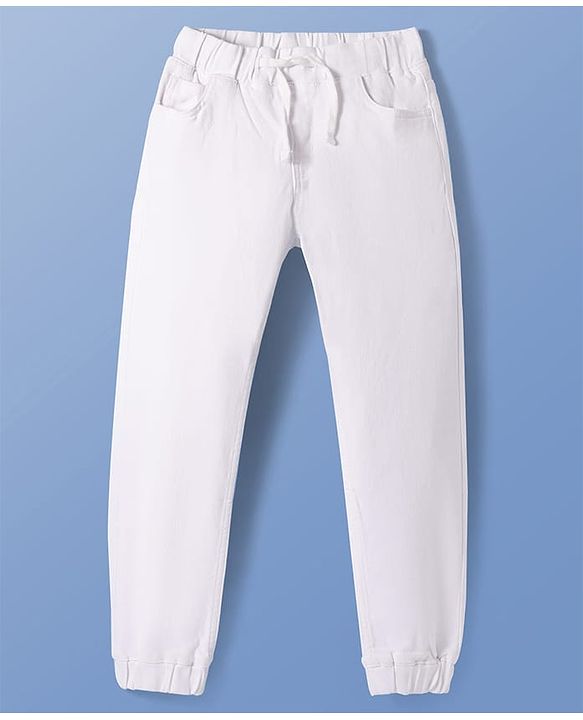 Pine Kids Woven Full Length Washed Denim Jeans - White