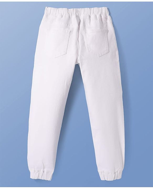 Pine Kids Woven Full Length Washed Denim Jeans - White