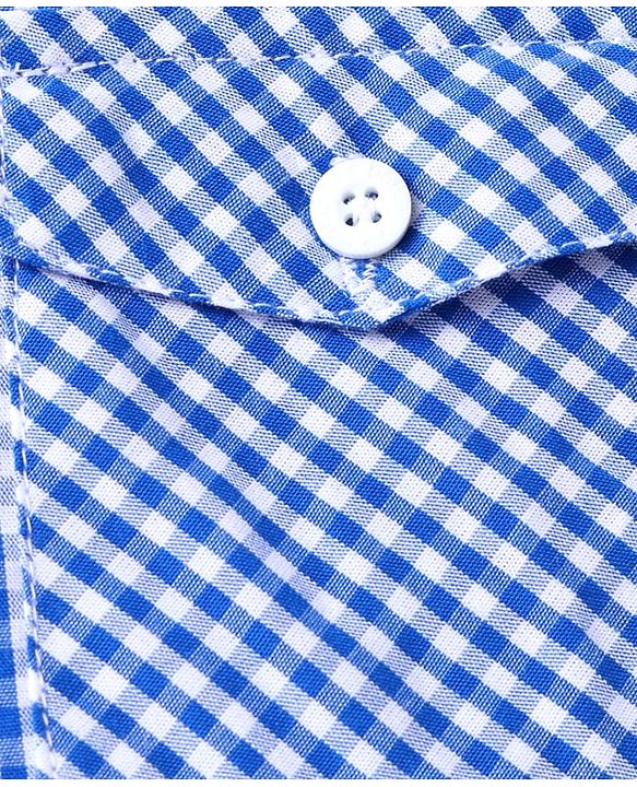Babyhug Cotton Woven Full Sleeves Checkered Shirt & Trouser Set - Light Blue & Black