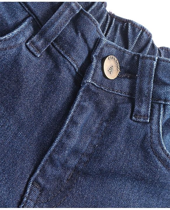 Pine Kids Woven Full Length Solid Washed Denim Jeans - Navy Blue