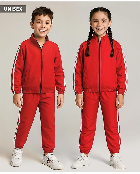Pine Active Woven Full Sleeve Tracksuit with Tape Detailing - Red