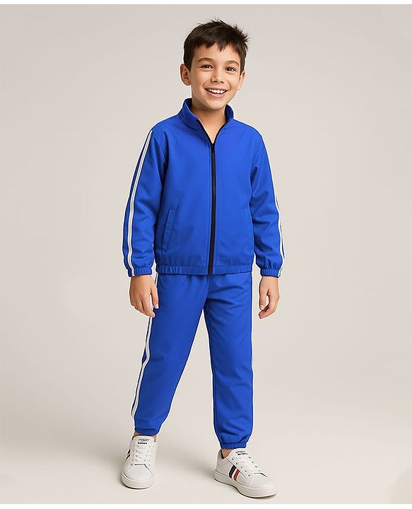 Pine Active Woven Full Sleeve Tracksuit with Tape Detailing - Blue