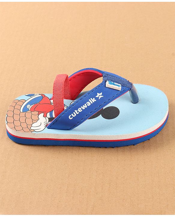 Cute Walk by Babyhug Disney Flip Flops with Back Strap Mickey Mouse Print - Blue
