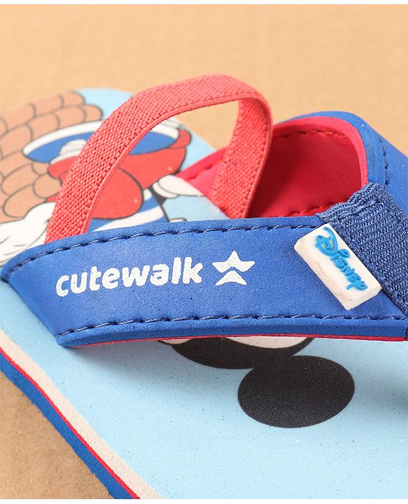 Cute Walk by Babyhug Disney Flip Flops with Back Strap Mickey Mouse Print - Blue