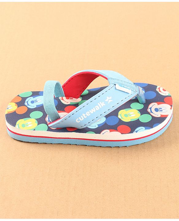 Cute Walk by Babyhug Disney Flip Flops with Back Strap Mickey Mouse Print - Blue