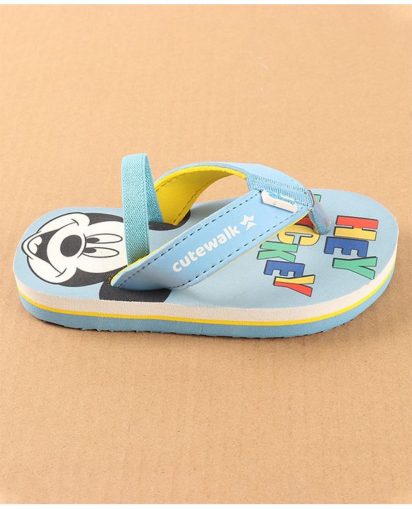 Cute Walk by Babyhug Disney Flip Flops with Back Strap Mickey Mouse Print - Blue