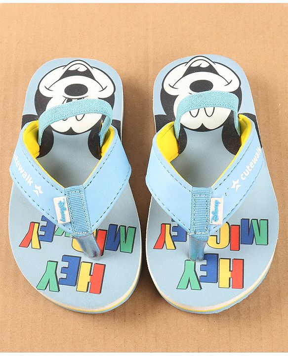 Cute Walk by Babyhug Disney Flip Flops with Back Strap Mickey Mouse Print - Blue