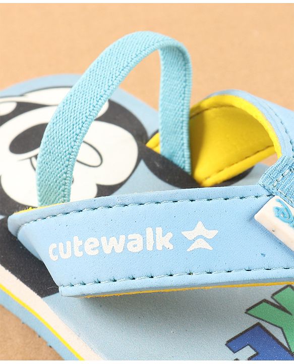 Cute Walk by Babyhug Disney Flip Flops with Back Strap Mickey Mouse Print - Blue