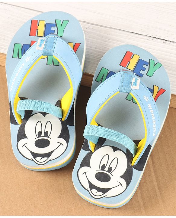 Cute Walk by Babyhug Disney Flip Flops with Back Strap Mickey Mouse Print - Blue