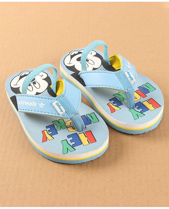 Cute Walk by Babyhug Disney Flip Flops with Back Strap Mickey Mouse Print - Blue