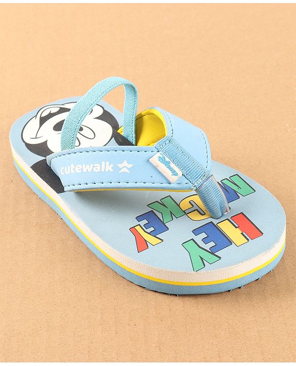 Cute Walk by Babyhug Disney Flip Flops with Back Strap Mickey Mouse Print - Blue