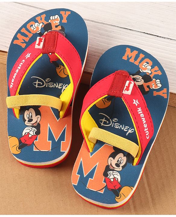 Cute Walk by Babyhug Disney Flip Flops with Back Strap Mickey Mouse Print - Blue