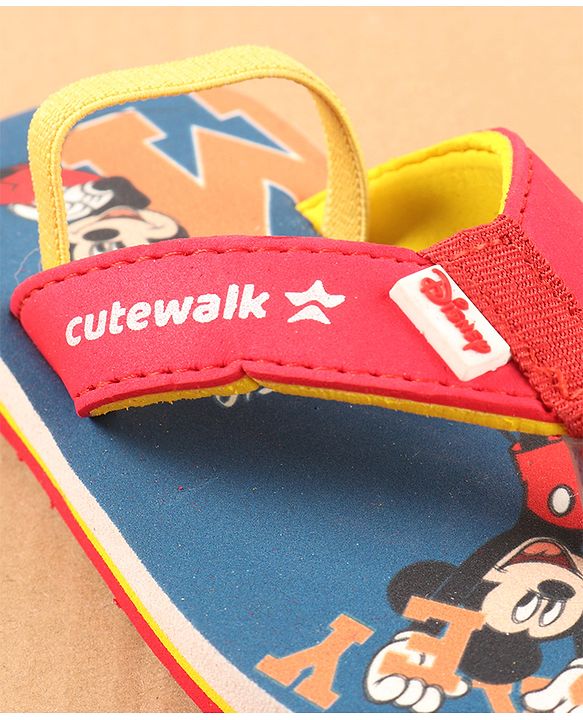 Cute Walk by Babyhug Disney Flip Flops with Back Strap Mickey Mouse Print - Blue