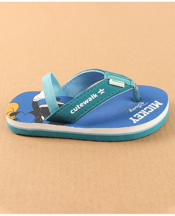 Cute Walk by Babyhug Disney Flip Flops with Back Strap Mickey Mouse Print - Blue