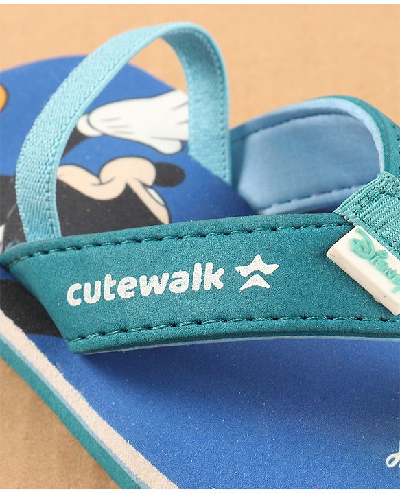 Cute Walk by Babyhug Disney Flip Flops with Back Strap Mickey Mouse Print - Blue