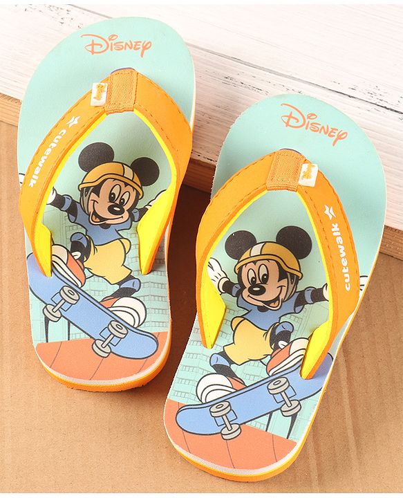 Cute Walk by Babyhug Disney Slip On Flip Flops with Mickey Mouse Print - Orange
