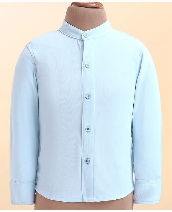 Babyhug Woven Full Sleeves Checkered 3 Piece Party Suit - Light Blue