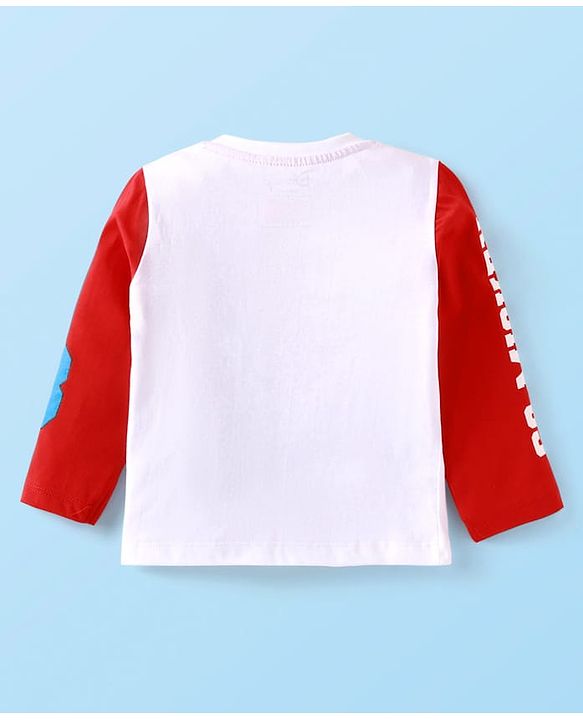 Babyhug Disney Terry Knit Full Sleeves T-Shirt & Lounge Pant Set With Mickey Mouse Graphics - Red & White