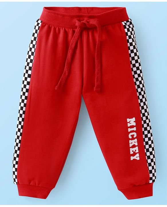 Babyhug Disney Terry Knit Full Sleeves T-Shirt & Lounge Pant Set With Mickey Mouse Graphics - Red & White