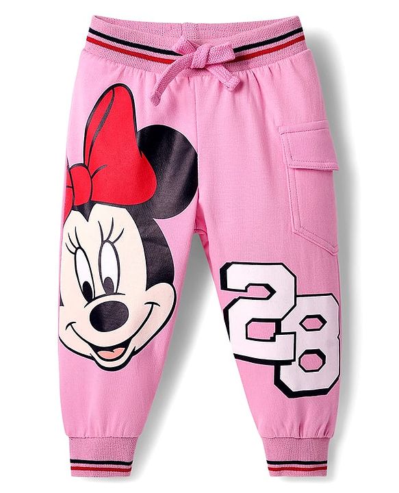 Babyhug Disney Terry Knit Full Sleeves T-Shirt & Track Pant Set with Minnie Mouse Graphics - Pink
